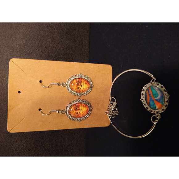 HANDMADE CAT EARRINGS - UNIQUE - ORANGE/YELLOW - Picture 4 of 4